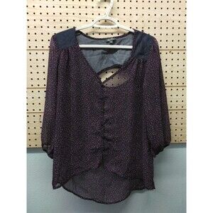 Lily Rose Women's Top Floral Blouse Puff Sleeves Size Medium